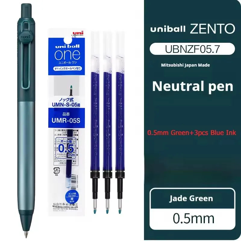 New Uni uniball Zento Flow Metal Rollerball Pen Aluminum Grip Gel Pens 0.5mm Water-Based Black Ink Ultra Smooth Writing Japan