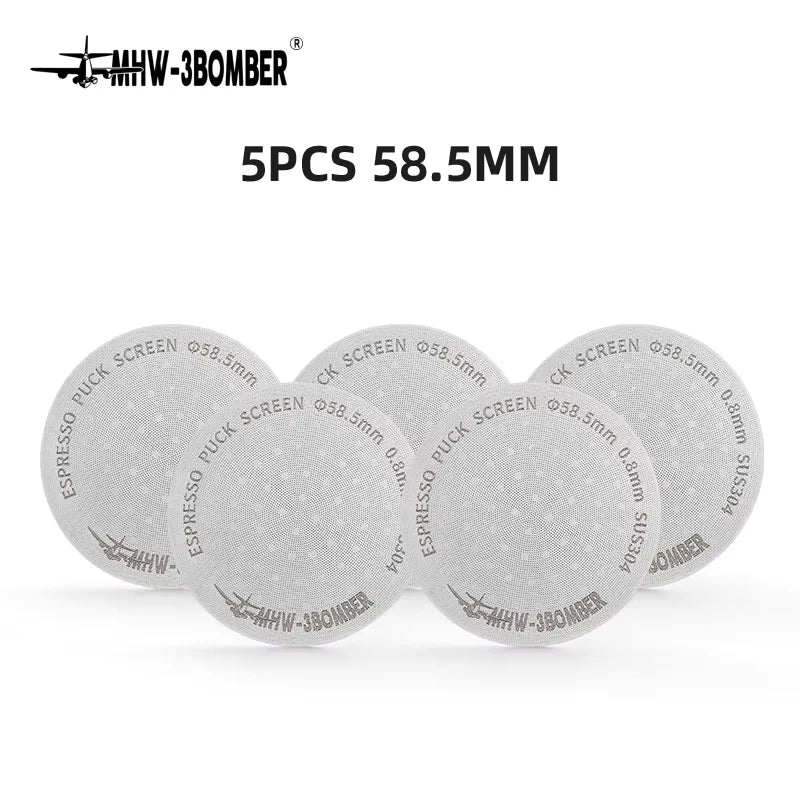 MHW-3BOMBER Titanium Coating Espresso Puck Screen 51/53/58.5mm Reusable Metal Filter 0.8mm Thickness Lower Shower Screen