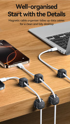 ROCOREN Magnetic Cable Organizer Self Adhesive Wire Holder Under Desk Adjustable Cable Management Wire Keeper Cable Holder Clips 6-30PCS