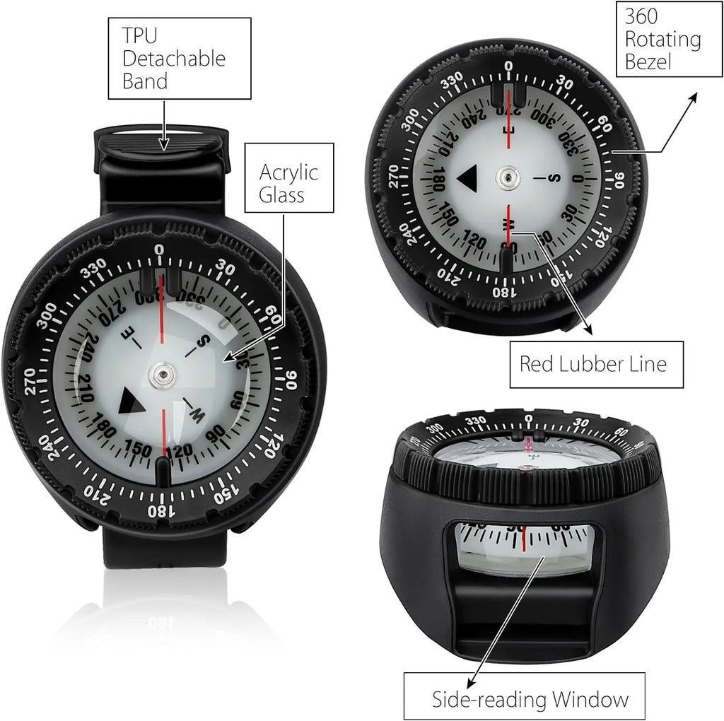 Digital Underwater 50m Diving Compass Professional Waterproof Navigator Digital Scuba Luminous Balanced Watch Swimming Outdoor