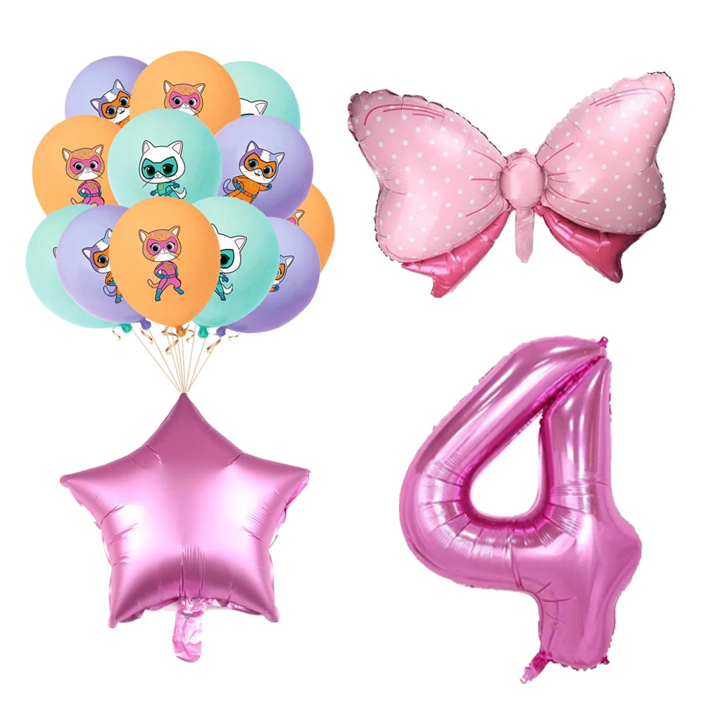 Superkitties Happy Birthday Party Decor Paw Meow Cat Super Kitties Tableware Tablecloth Plate Cup Gift Set Kid Party Supplie Toy