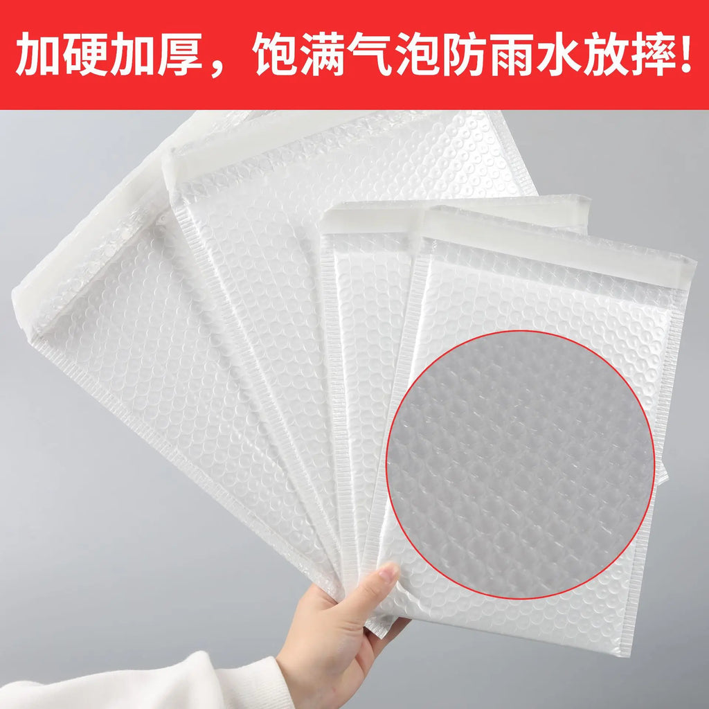 10pcs Composite Pearlescent Film Bubble Bag White Garment Packaging Express Bag Thickened Envelope Foam Waterproof Bubble Bag