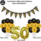 50th Birthday Party Supplies for Men Women Black and Gold 50 Years Old Party Paper Plates Cups Napkin Tablecloth Tableware Decor
