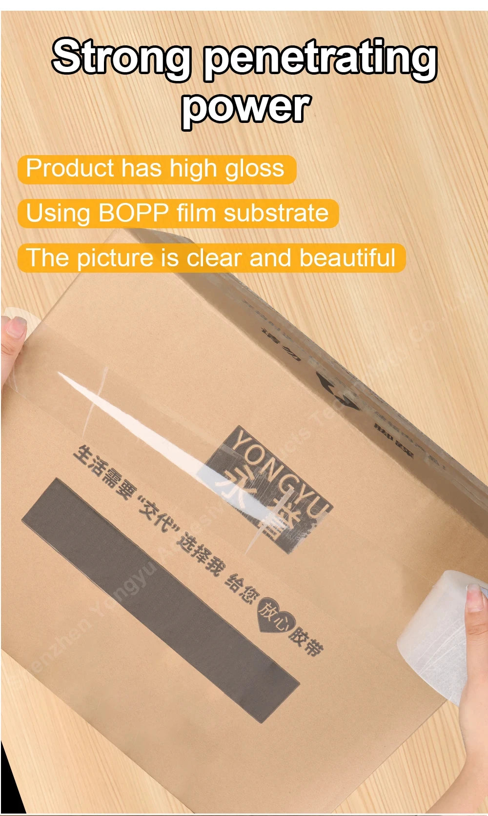 Transparent Tape  BOPP White Packaging Sealing Logistics Carton High Viscosity Express Office Fixed Items Bundling Parcels