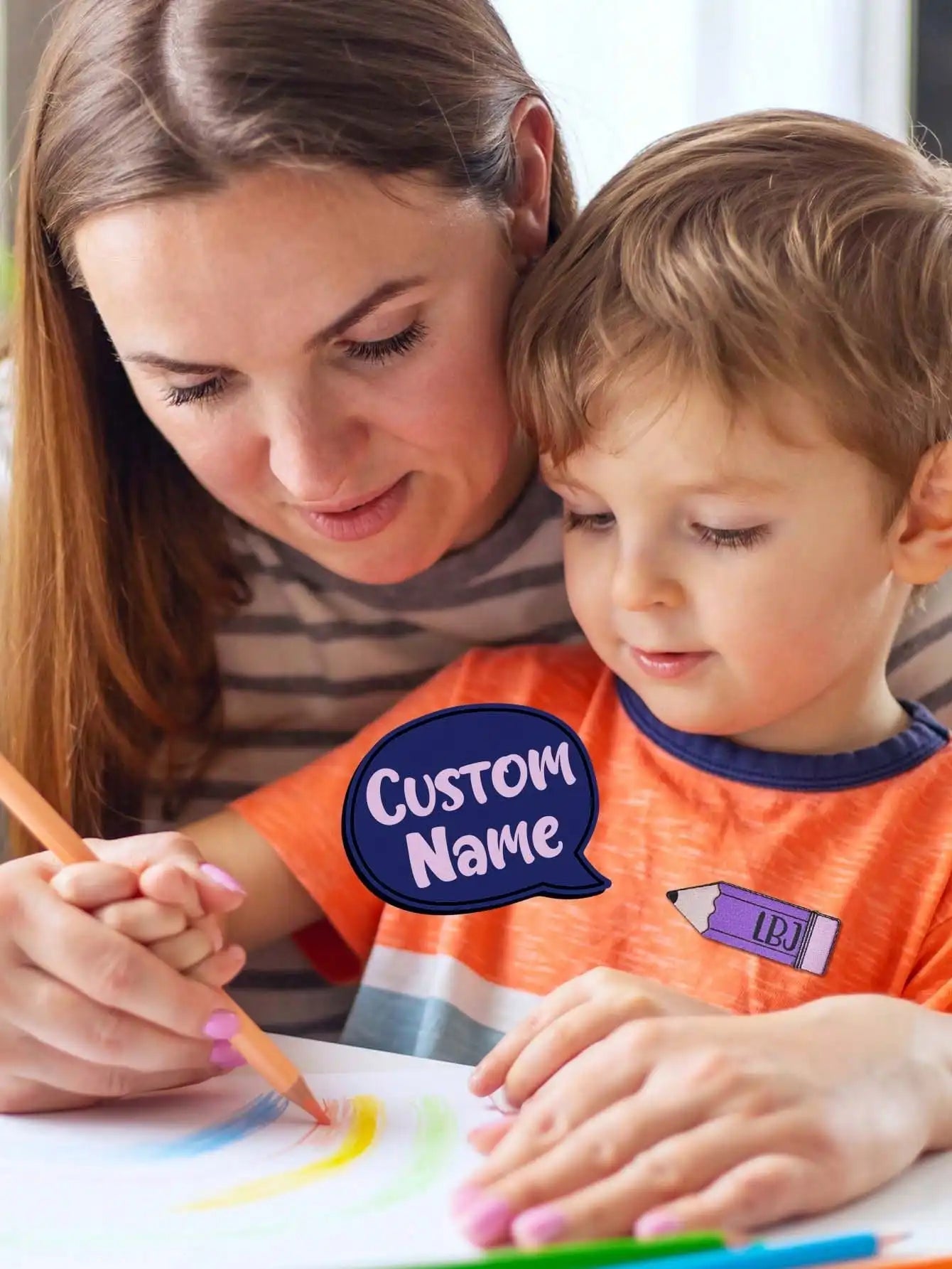 Custom Name Pencil Badge for Kids Write On School Teacher Brooch Pin Personalized Cute Kawaii Gift for Student Back to School