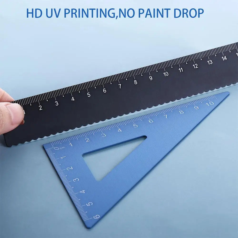 Durable Geometry Office Measurement Compass Aluminium Ruler Set Examination Stationery Drafting Supplies Metal Rulers