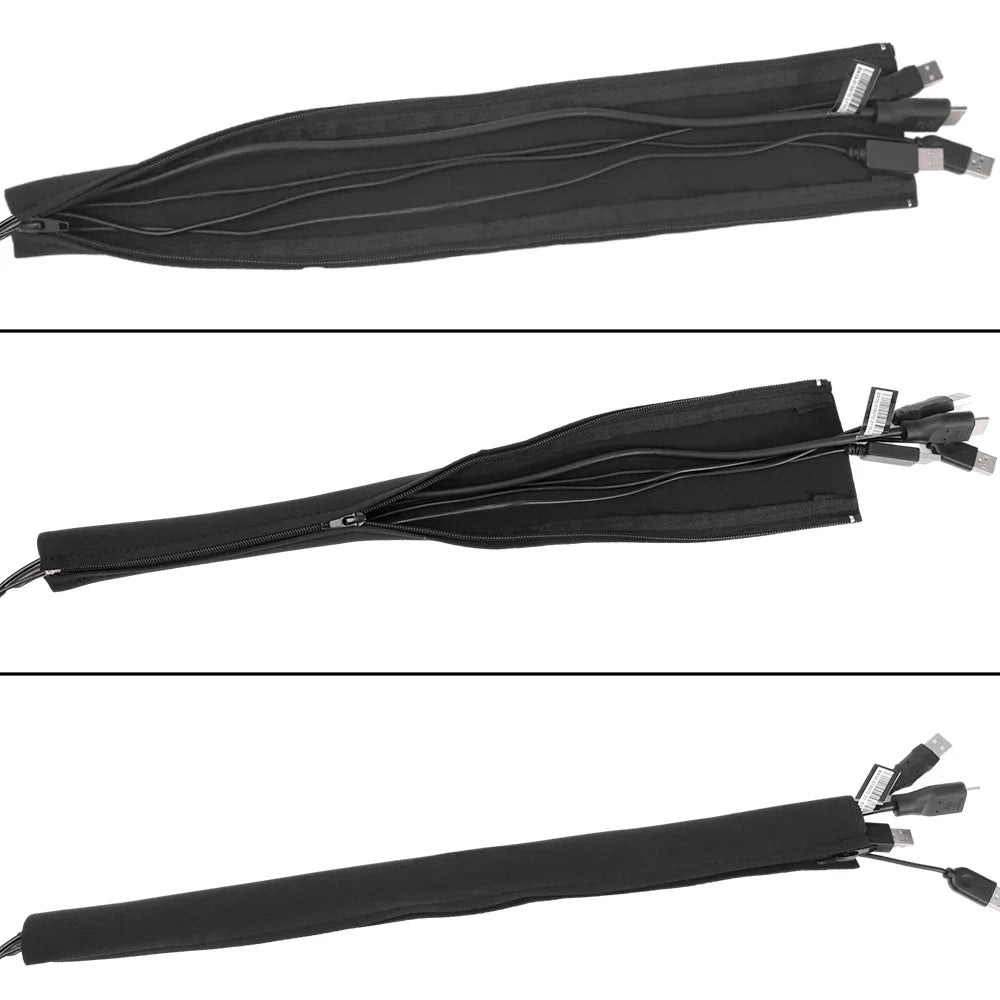 3/1PCS Zipper Cable Sleeve Reusable Cord Organizer Cable Management Protector for Computer TV Wire Cord Organizers 50cm