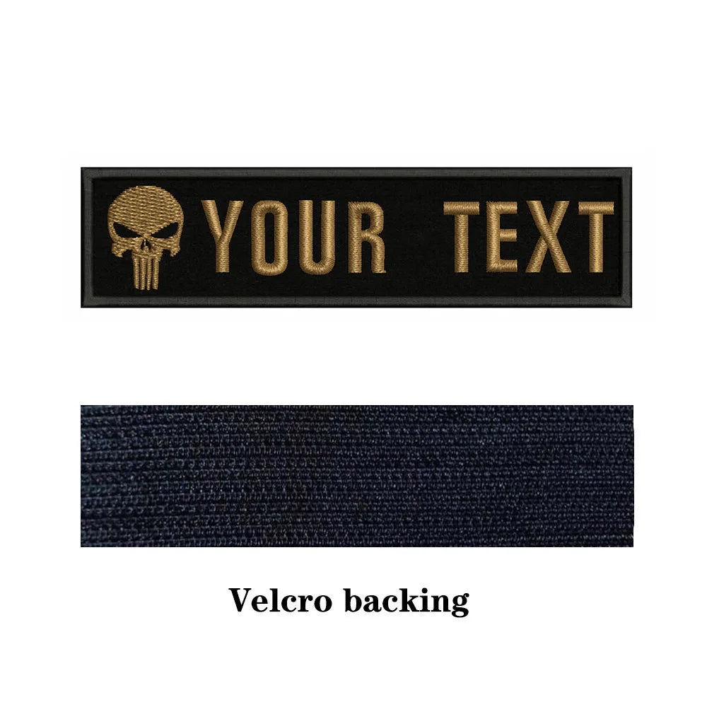 Skull Logo 10X2.5cm Embroidery Custom Name Text Patch Stripes Badge Iron On Or  Patches
