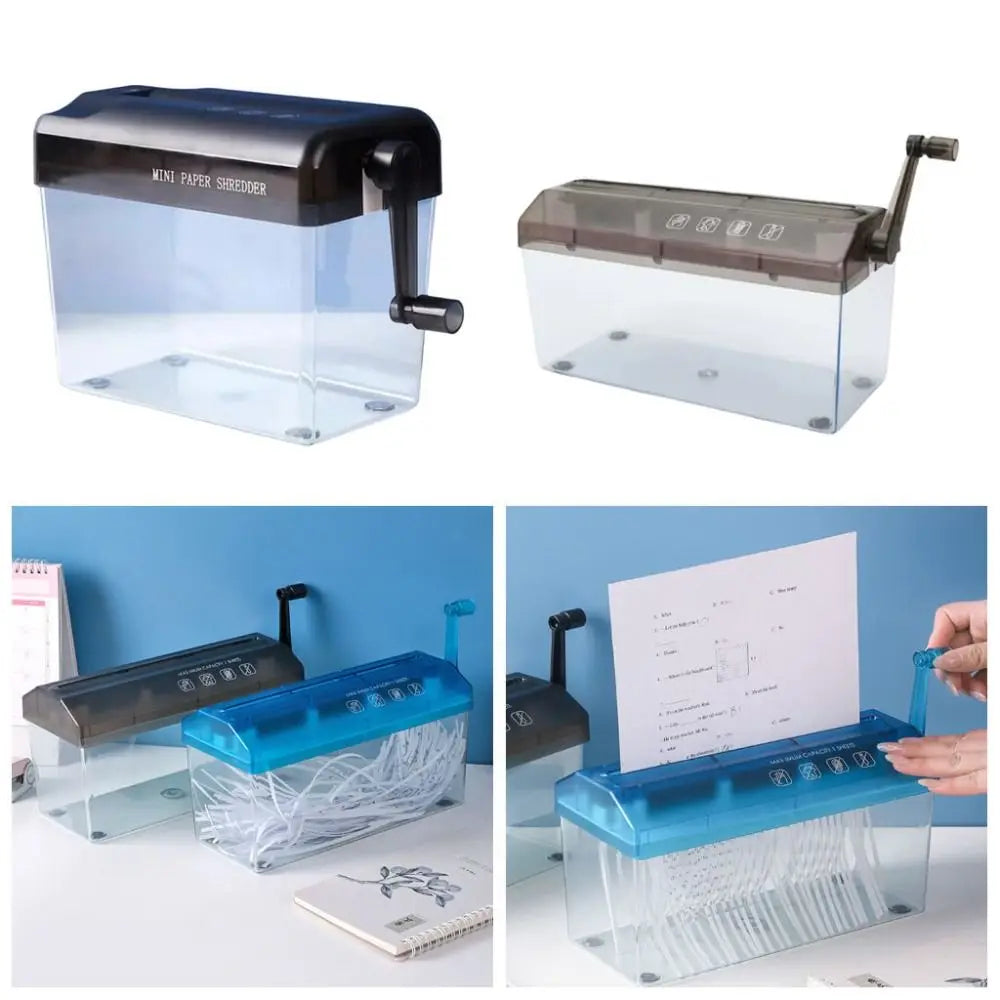 High Quality ABS Hand Shredder Hand Crank Transparent Manual Shredder Eco-Friendly Mini Documents Paper Cutting Tool Home Office