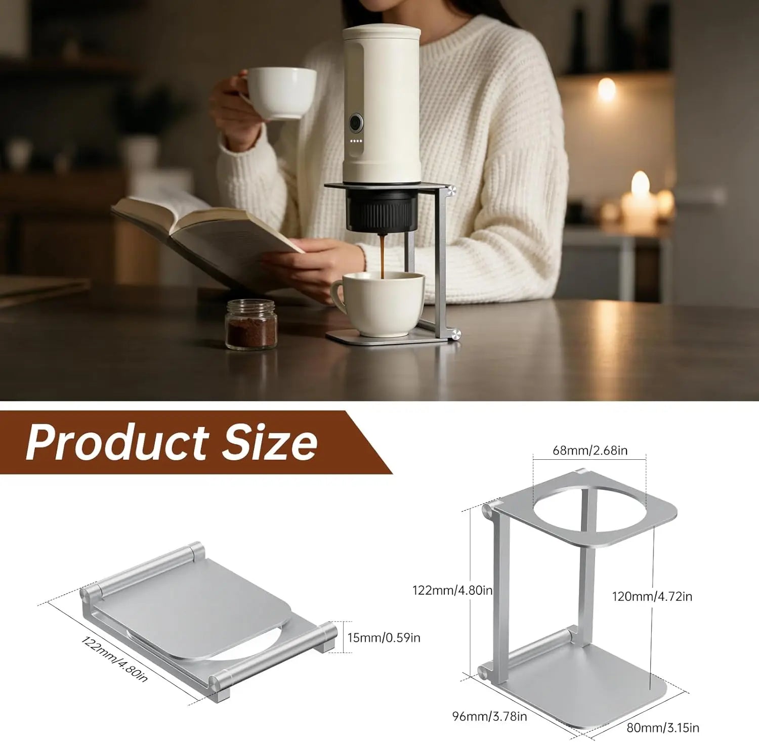 Foldable Coffee Aluminum Alloy Back Pillow for Couples Foam Wireless Electric Portable Espresso Drip Holder Support Backrest