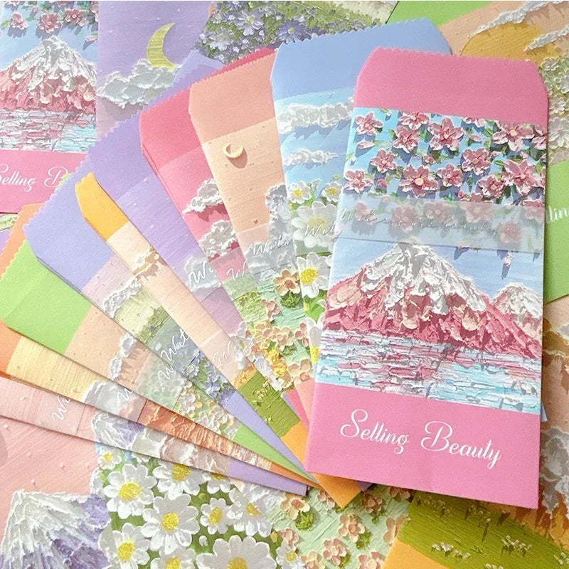 100Pcs Colorful Printing daily romance life envelope pink daisy Office Paper Envelopes Oil painting School Supplies 175*88mm