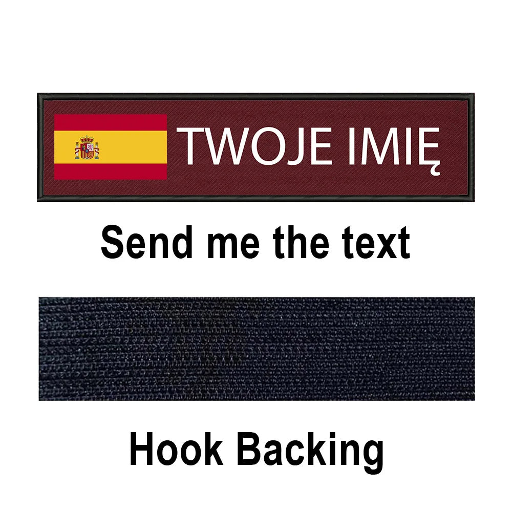 Custom Spain Flag Patch Tactical Patches Personalized Name Stripes Badge Tags Chevrons Armband Hook Loop For Military Backpack