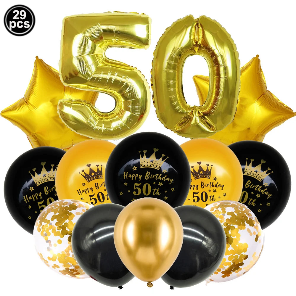 50th Birthday Party Supplies for Men Women Black and Gold 50 Years Old Party Paper Plates Cups Napkin Tablecloth Tableware Decor