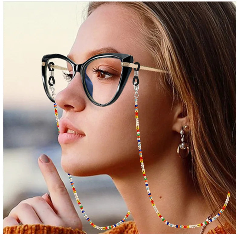 Fashion Eyeglass Chains for Women Pear Crystall Sunglasses Chains Glasses Cord Holder Eyewear Lanyard Necklace Strap Rope