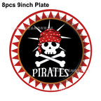 Pirate Party Paper Plate Cup Napkin Party Tableware Pirate Party Decor Pirate Ship Bone Dinnerware Supplies for Adult Kids Decor