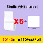 3/5/10 Rolls NiiMbot B21 B1 Label Printer Paper Roll Waterproof Anti-Oil Tear-Resistant Price Tag Pure White Sticker Papers