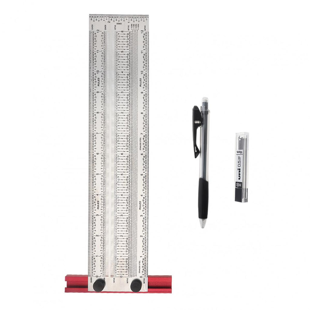 6/12 Inch Line Ruler Precision Marking 1/ 64" T Rule Woodworking Tools Stainless Steel Positioning Scribe Gauge with Marking Pen