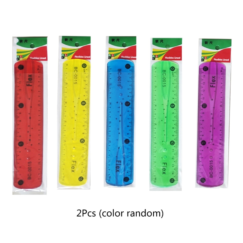 2Pcs Color Flexible Rulers Soft Bendable Plastic Rulers Duals Scale Bendable Flexible Rubber Rulers Clear Straight Ruler