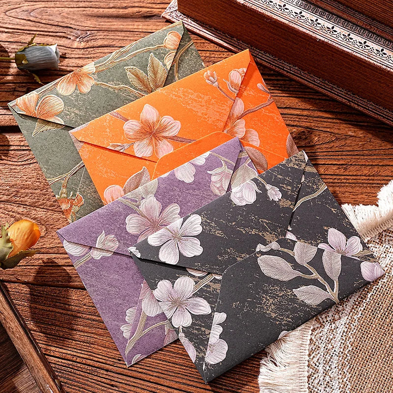 10pcs Oriental Yunjin Brocade Vintage Embossed Letter Envelope Elegant Envelope for Invitation Complete Luxury Set for Weddings