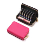 Compact Coin Purse Leather Business Credit Card Case Holder Travel Wallet for Women 20 Card Slots Small Card Pouch with