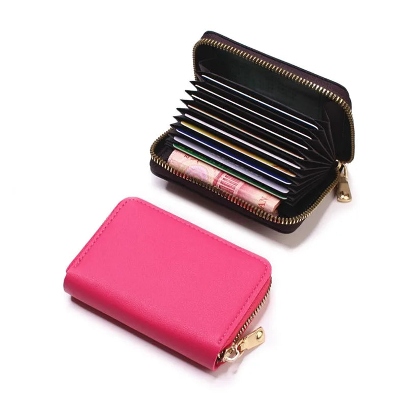 Compact Coin Purse Leather Business Credit Card Case Holder Travel Wallet for Women 20 Card Slots Small Card Pouch with