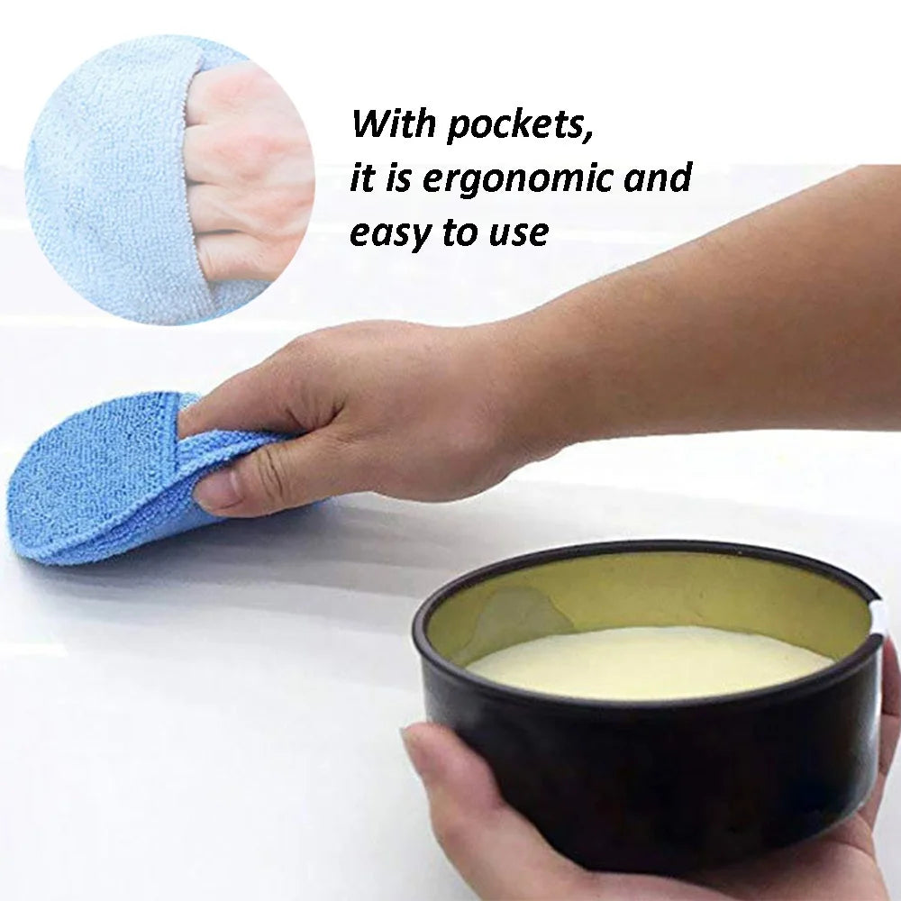 Car Detailing Applicator Pads Car Care Waxing Polish Sponges Soft Microfiber Round Pocket Foam Sponges Car Cleaning Tools 5"