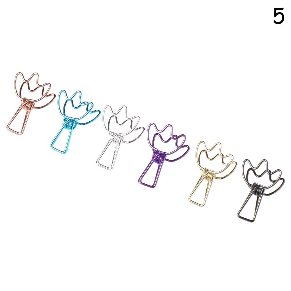 6PCs/Set Hollowed Out Design Metal Binder Clip Long Tail Office Hand Book Folder Paper Organizer Stationery Fish