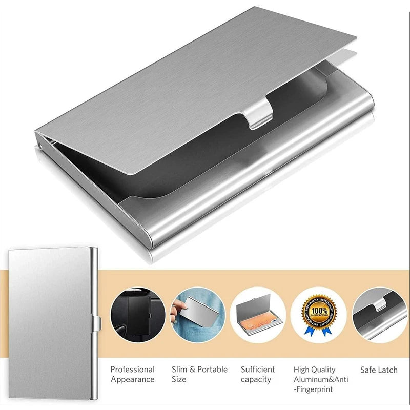 1 Pc Men Business Card Case Stainless Steel Aluminum Holder Metal Box Cover Women Credit Business Card Holder Case