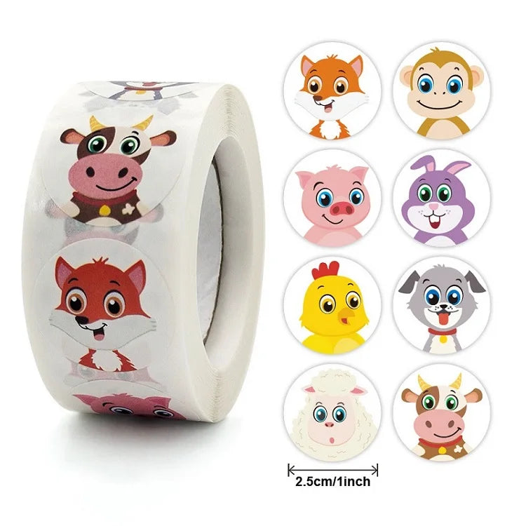 100-500pc Stickers Rolling Animal Roll Stickers Small Cute Game Sticker DIY Gift Sealing Label Decoration
