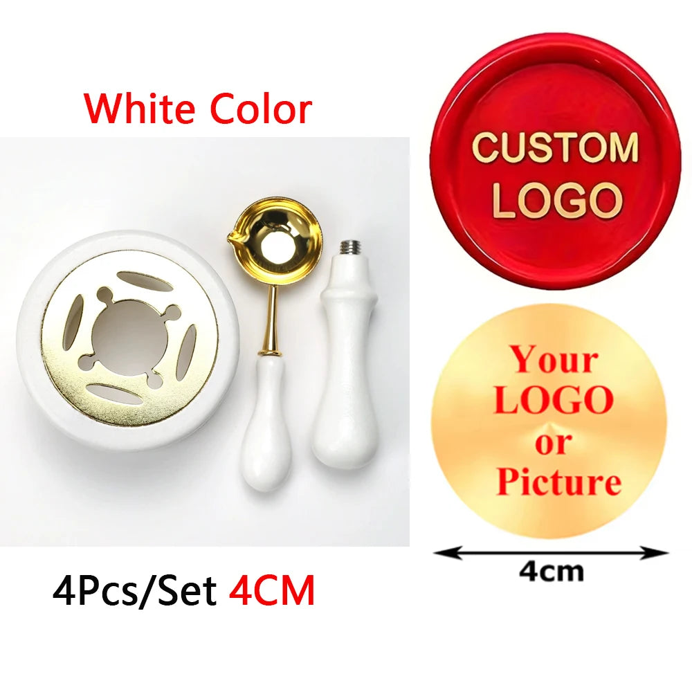 Custom Wax Seal Stamp Kit Personalized Image/LOGO Customized Wax Sealing Stamp with Melting Spoon set for Wedding Invitation Wax