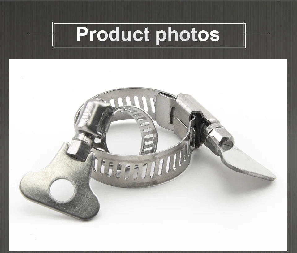 JUIDINTO 2-10pcs Worm Gear Hose Clamp 6-95mm Adjustable Key Clamp Hose Clip Stainless Steel for Water Pipe Automotive Mechanical