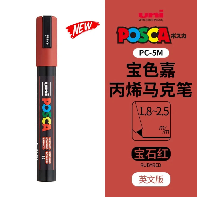 uni POSCA POP Water-Based Marker,Assorted Colors PC-1M/3M/5M 0.7~2.5mm Tips Professional Acrylic Paint Pen for Artists&Designers