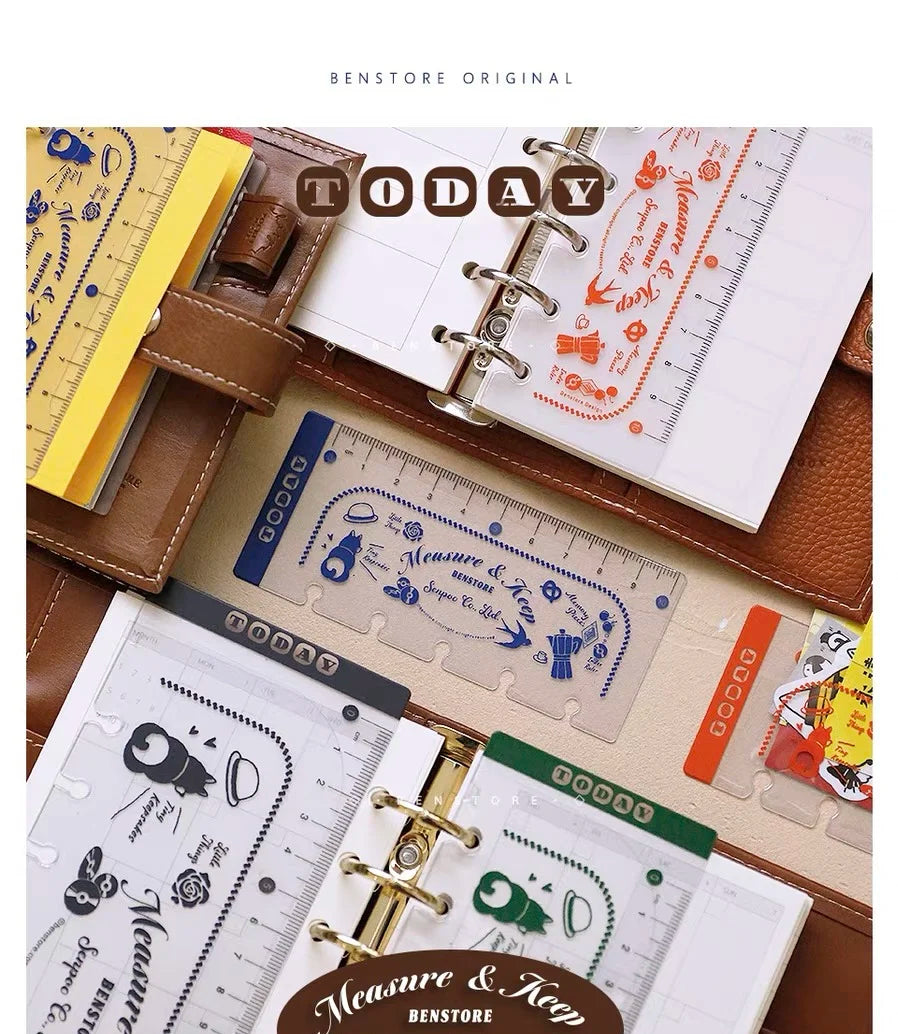 Binder Storage ruler vintage loose-leaf Notebook inner page index divider bookmark DIY accessory flexible ruler