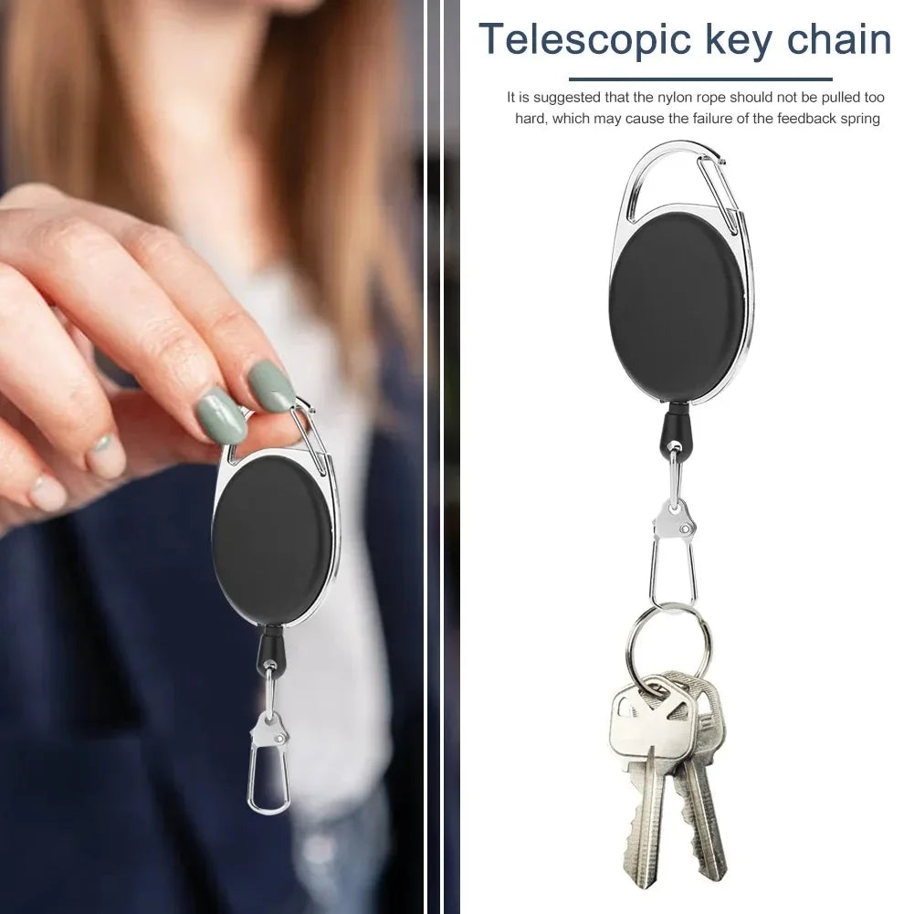 1/3/5/10Pcs Fly Fishing Key Ring Retractor Tool Retractable Keychain Reel Badge Holder Fishing Tackle