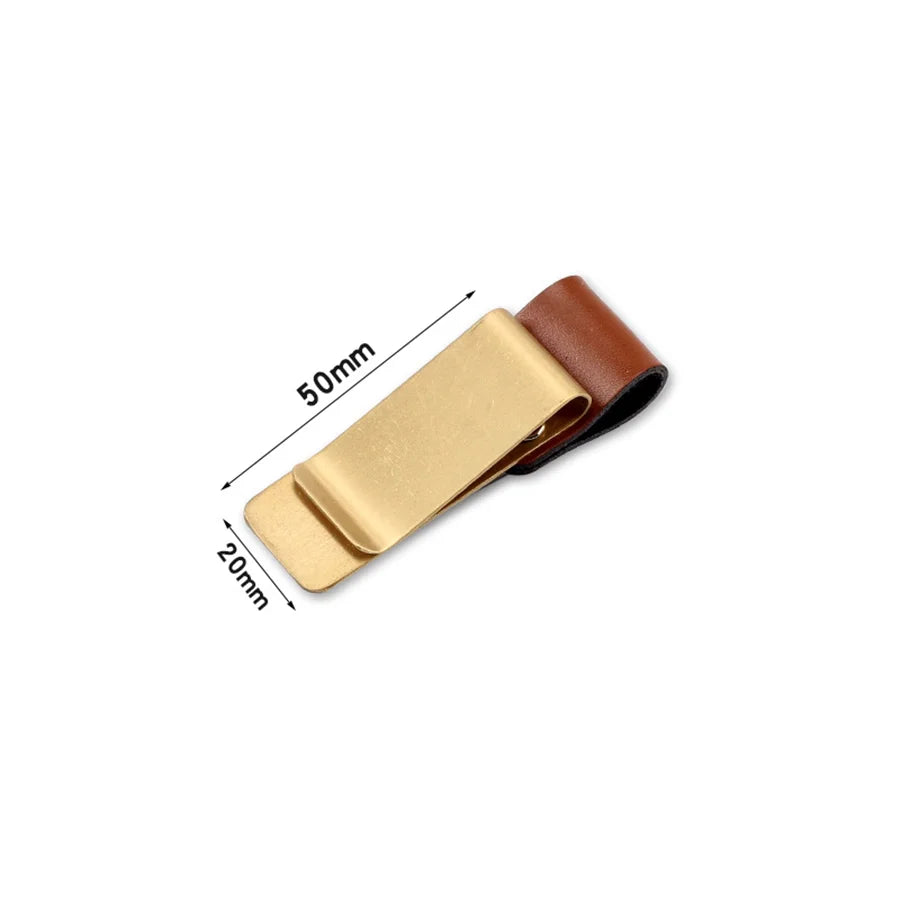 Handmade Leather Pen Holder Clip Brass Stainless Steel Holder For Journal Notebook Paper Folder Home Office Daily Desktop Use