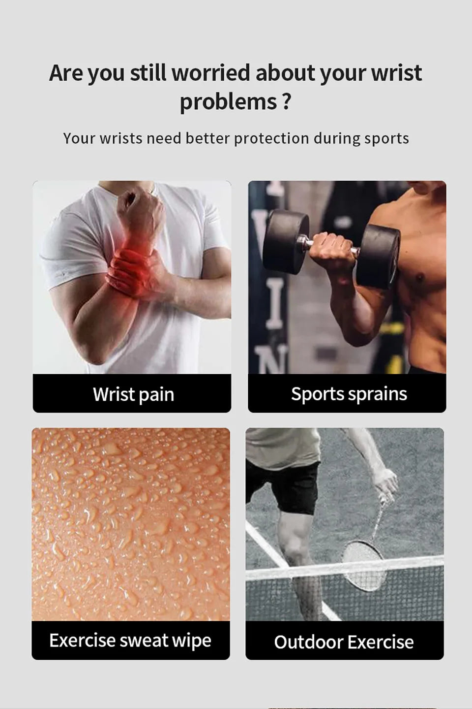 1Pair Copper Fiber Sports Wrist Support Sweat-Absorbent Breathable Knitted Nylon Wrist Brace Outdoor Sports Badminton Men Women
