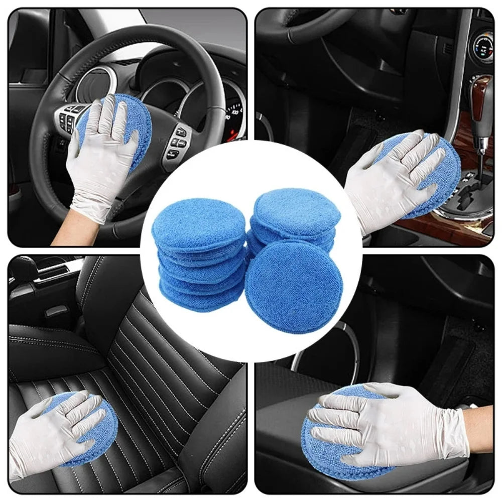 Car Detailing Applicator Pads Car Care Waxing Polish Sponges Soft Microfiber Round Pocket Foam Sponges Car Cleaning Tools 5"