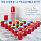 2 oz Plastic Shot Glasses, Red Disposable Shot Cups, Mini Red Shot Cups, 60ml Party Cups for Christmas Party