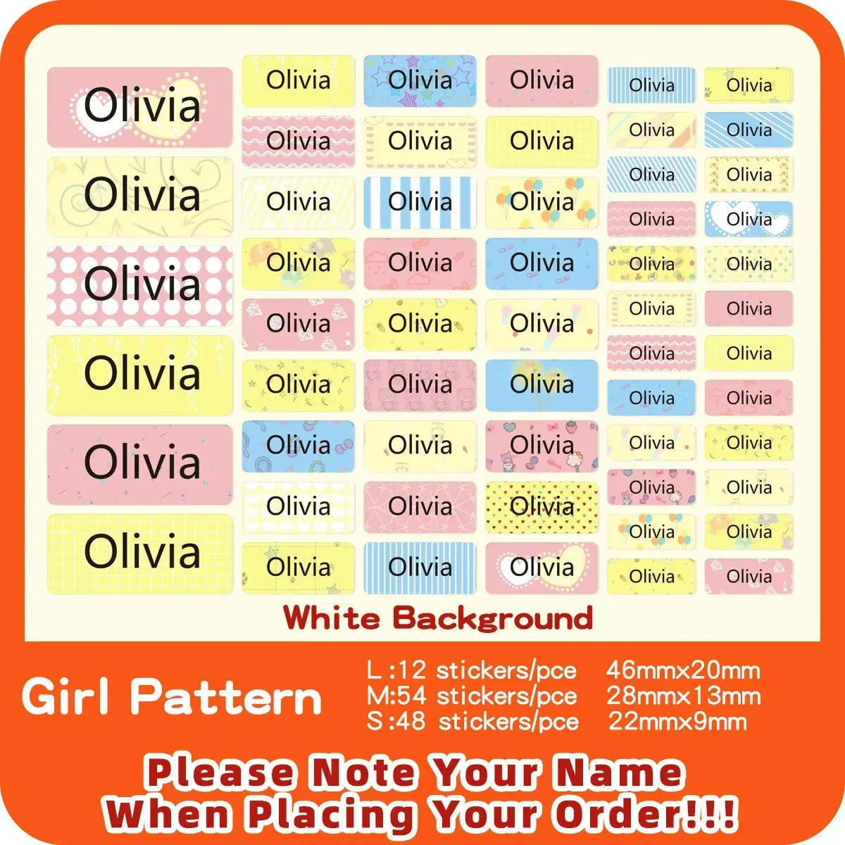 Multi Size Name Sticker Personlized First Name Waterproof Tag Custom Labels for Children Personal Scrapbook Kids School Label