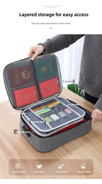 Lockable Document Storage Bag Multi Compartment Passport Card Certificate Organizer Travel Household Important File Box