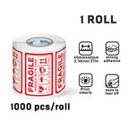 SINMARK 1000Pcs Fragile Warning Stickers Box Shipping Label English Fragile Products Label Handle With Care/Up/Keep Out of Rain