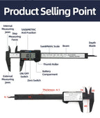 Digital Vernier Caliper Plastic Pachometer Digital Ruler Carpentry Tool Caliber Measuring Tool Digital Caliper Depth Gauge