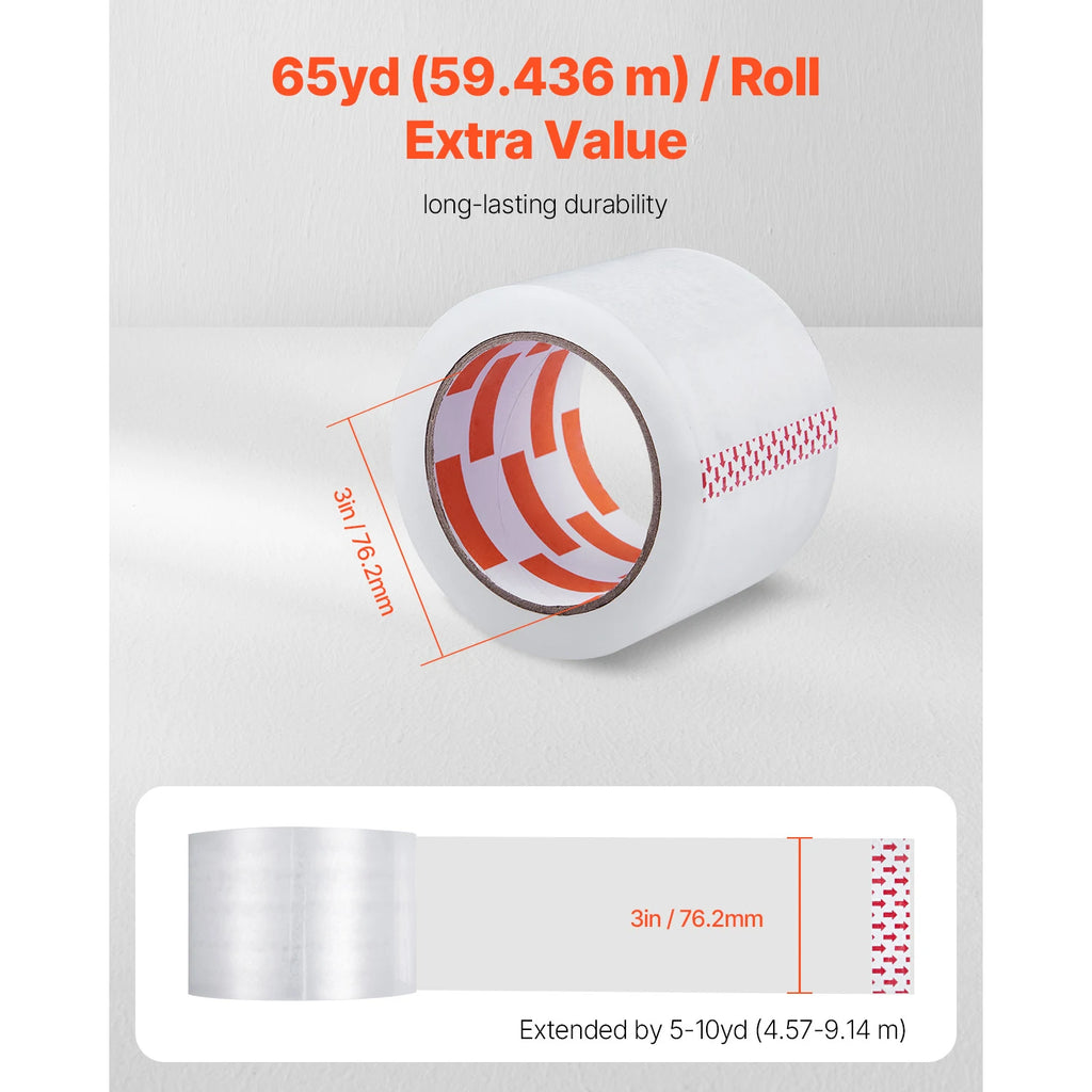 SucceBuy 6/24 Rolls 7.6CM 70M High Viscosity Clear Adhesive Tape Transparent Packaging Tape for Office Wrapping Express Packing