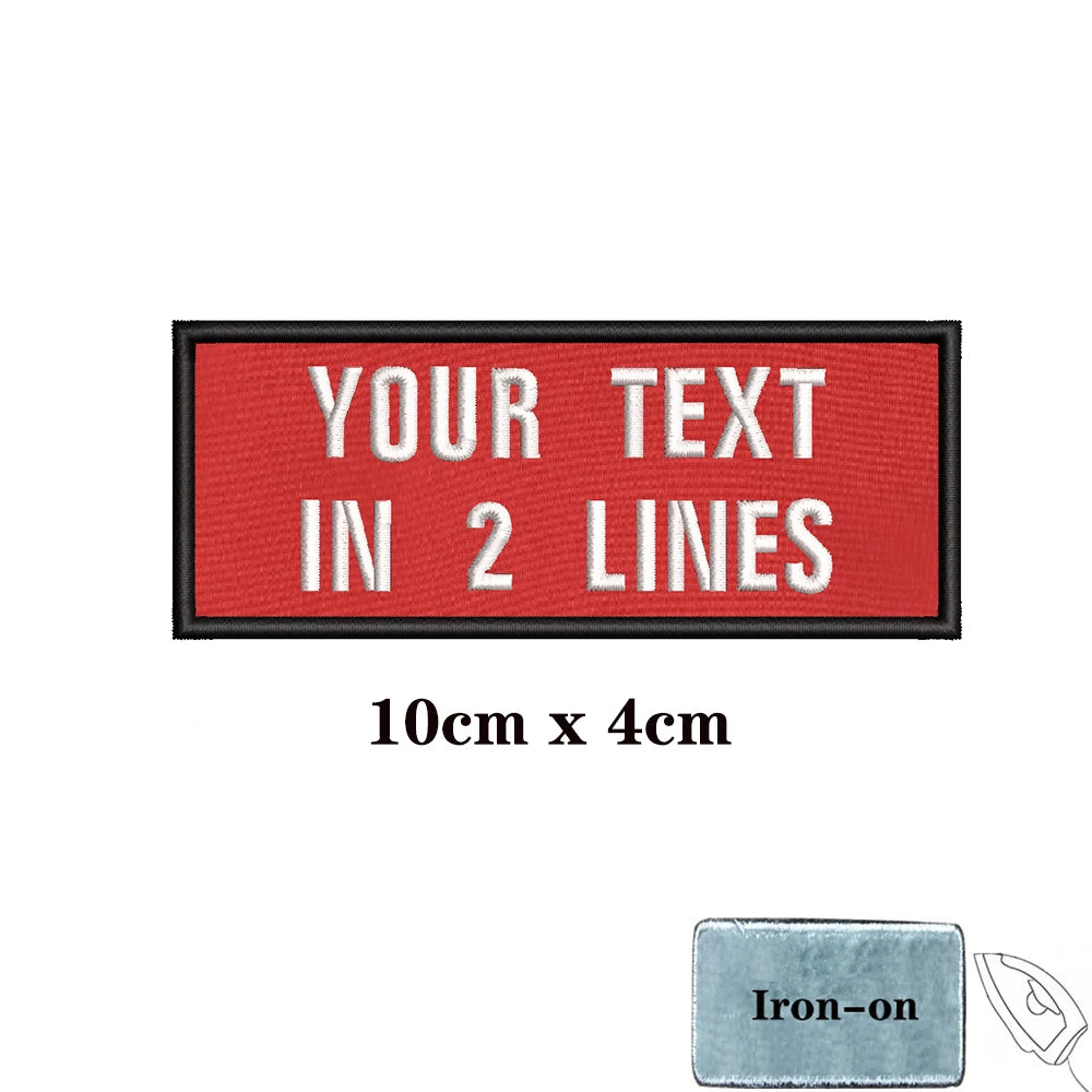 1PC Custom Personalized Name number Patch Stripes Badge tags chevrons Armband Iron On Or Hook Loop embroidered red