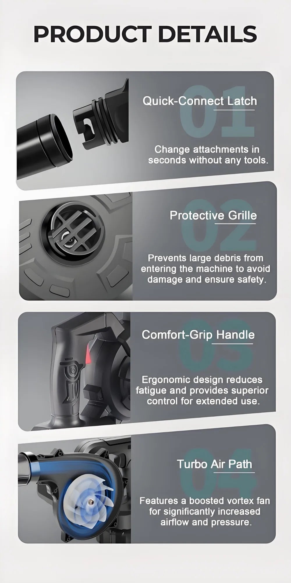 Cordless 2 in 1 Air Blower & Vacuum Cleaner, Leaf Dust Collector for Car, Computer, Garden, Compatible with Makita 18V/21V
