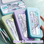 7 Pieces/box Ruler Set Compass Triangle Ruler School Supplies Simple Student Multi-Function Drawing Campus Stationery