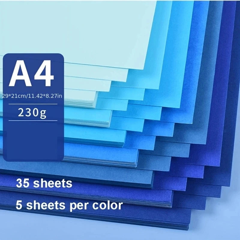 35sheets Colored Paper Cardstock Different Color Cardstock 230 GSM for DIY Art Scrapbook Paper Crafting School Office Supplies