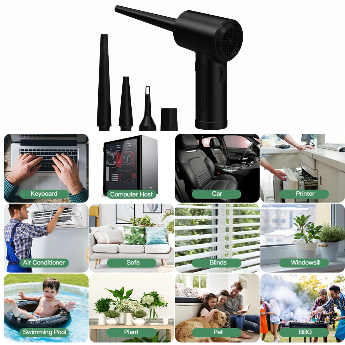 Electric Wireless Air Duster Compressed Air Blower Gun 51000RPM Type-C Air Duster For Computer Keyboard PC Clean Gadget Blower