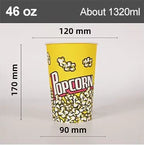 50Pcs 32/46oz Disposable Single Wall Coated Paper Popcorn Bucket Cup Food Grade Greaseproof Cinema Containers Movie Night Party