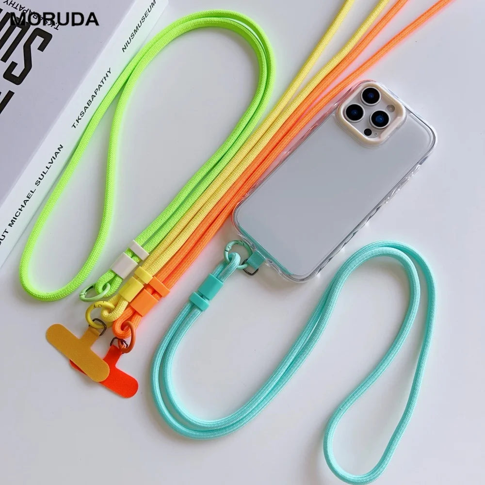 Candy Color Crossbody Colorful Long Strap for Mobile Phone Adjustable Lanyard Necklace Hanging Rope Anti-Lost Accessories